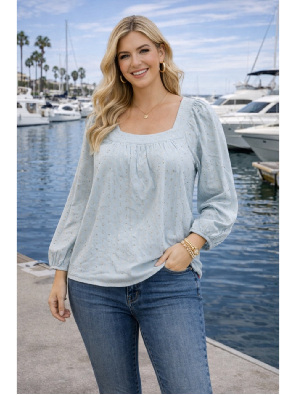 Women's Lauren Conrad Blue Blouse Size L Summer